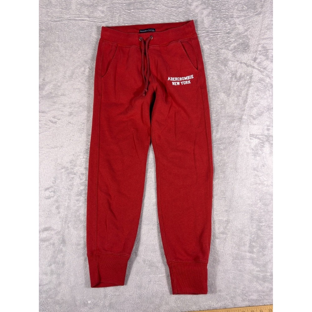 Abercrombie & Fitch New York Fleece Sweatpants Mens S Red Drawstring